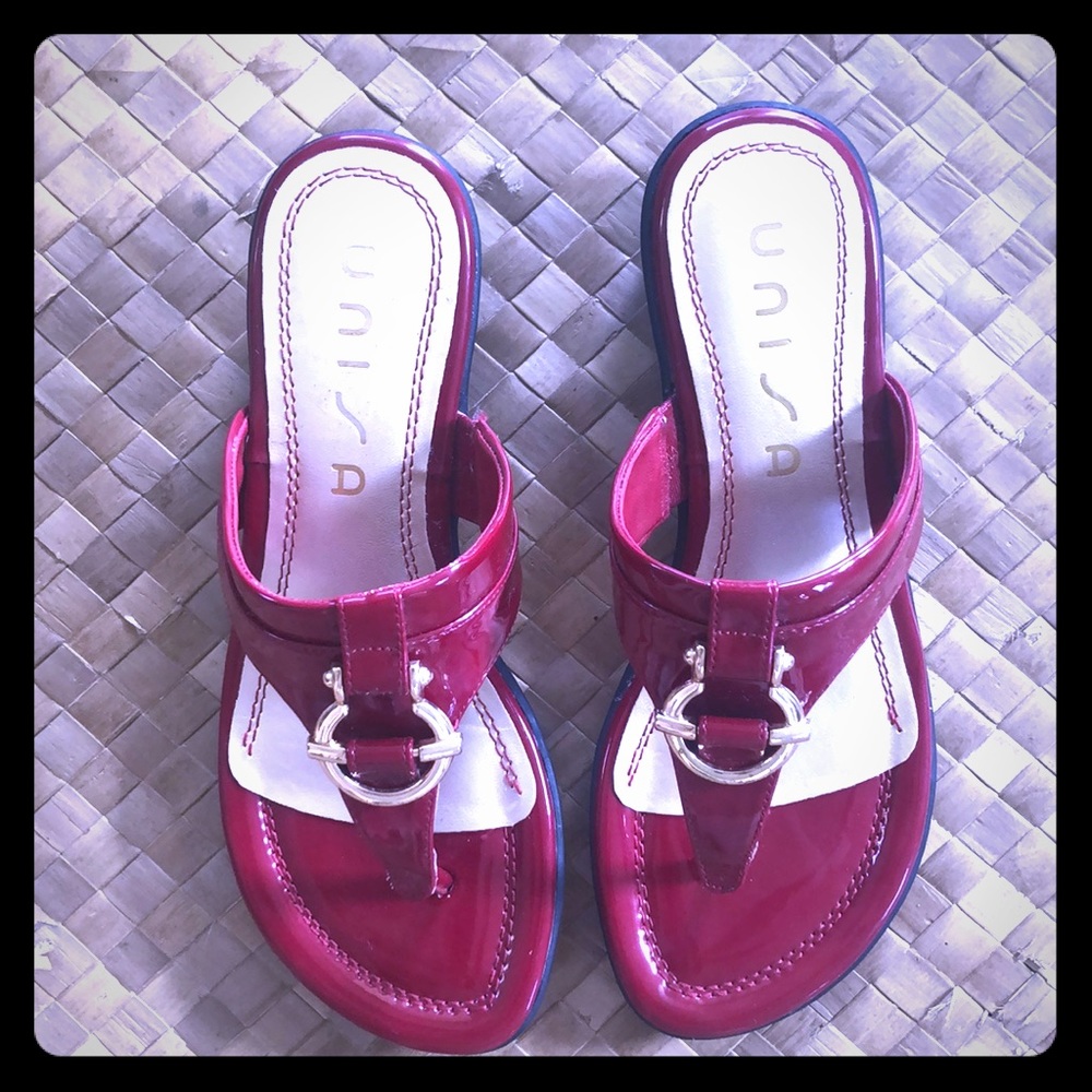 Unisa: Glossy Red 1.5” heel sandals